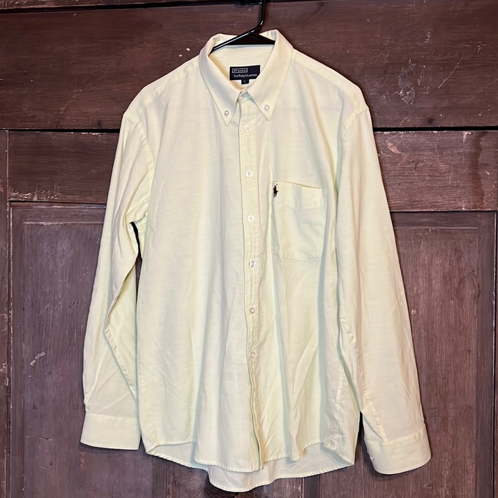 POLO RALPH LAUREN lime green button down size large